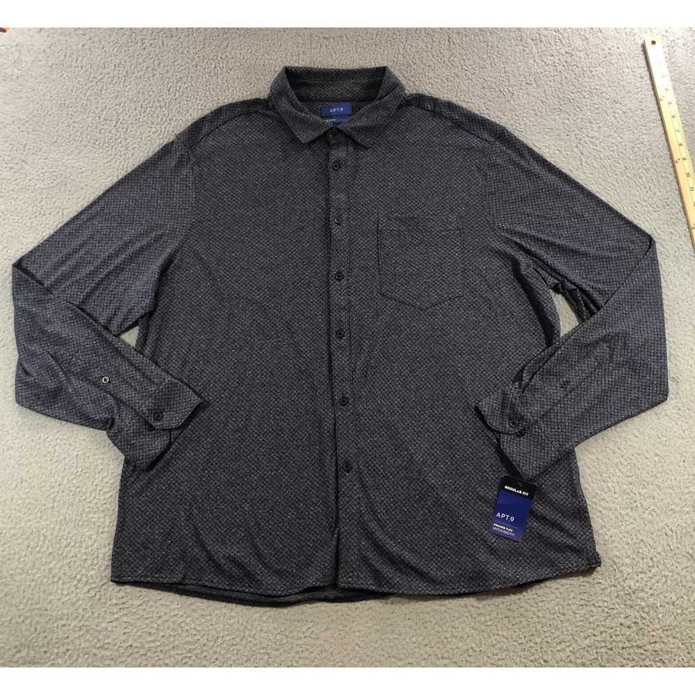 apt 9 Polo Shirt Men's XXL Gray Long Sleeve
